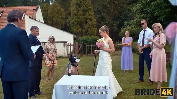 BRIDE4K. Blonde bride with natural tits enjoyed a good fuck. Hot sex with Andrea & Falco White