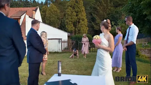 BRIDE4K. Hot Bride with nice tits is having a kinky sex with a groom. Hot sex with Andrea & Falco White