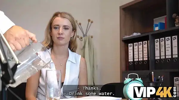 VIP4K. Blonde babe came to get a loan and got a huge cock. Hot sex with Andrea & Stanley Johnson