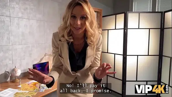 VIP4K. Curvy chick fucked her money up and used her pussy to solve it. Hot sex with Karina King & Denis Marti