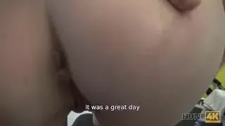 HUNT4K Cute girl instead of training has sex in gym with rich hunter