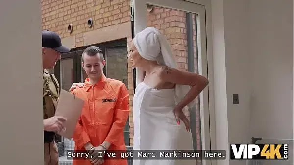 VIP4K. Blonde cougar with massive boobs was so kind to a robber