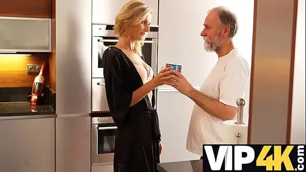 VIP4K. Chick has playful mood to be drilled by boyfriend’s old stepdad